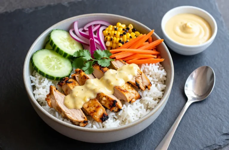 Craveable Chicken & Rice Bowls with Creamy Garlic Sauce