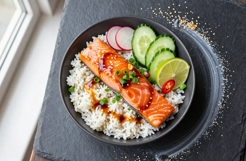 Zesty Salmon Rice Bowls with Creamy Coconut Rice Tonight