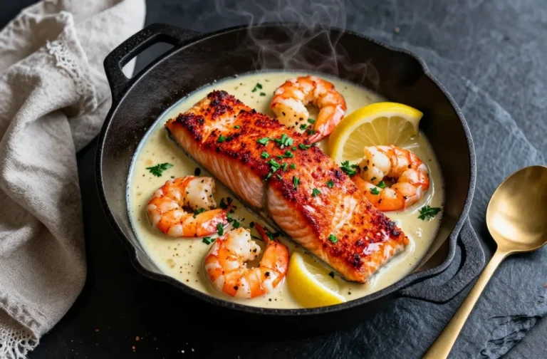 Crave-Worthy Cajun Shrimp and Salmon with Garlic Cream Sauce