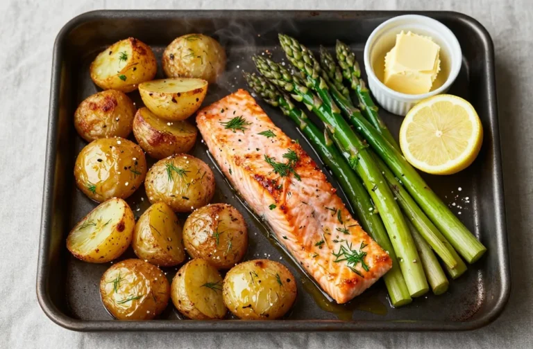 Baked Salmon with Potatoes and Asparagus Done Right