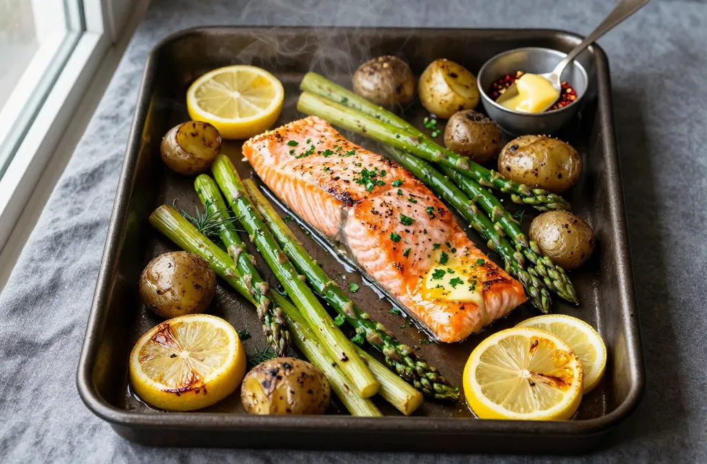 Sheet Pan Lemon Garlic Butter Salmon in 20 Minutes