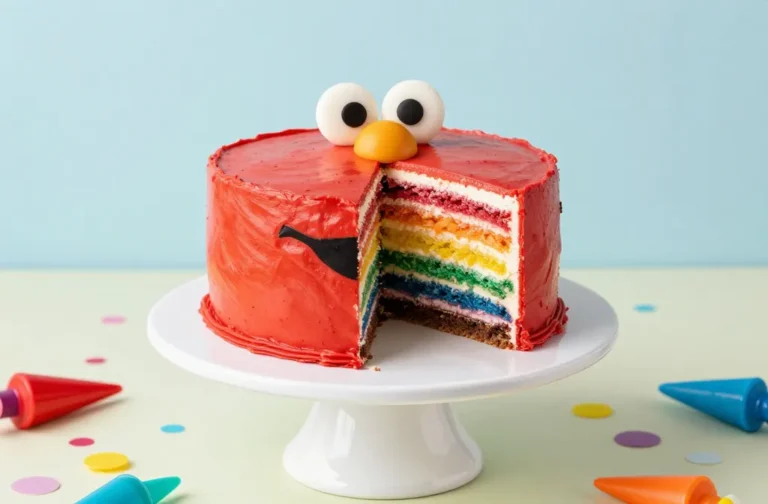 Viral Elmo Birthday Cake with a Rainbow Cake Surprise Inside