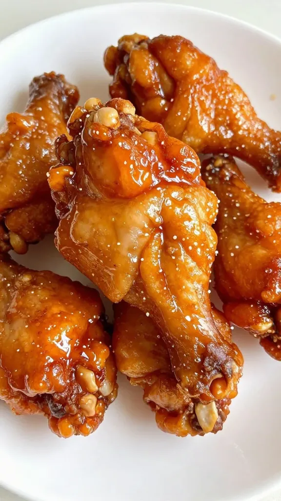 closeup of crispy sweet and sour chicken thigh on white plate