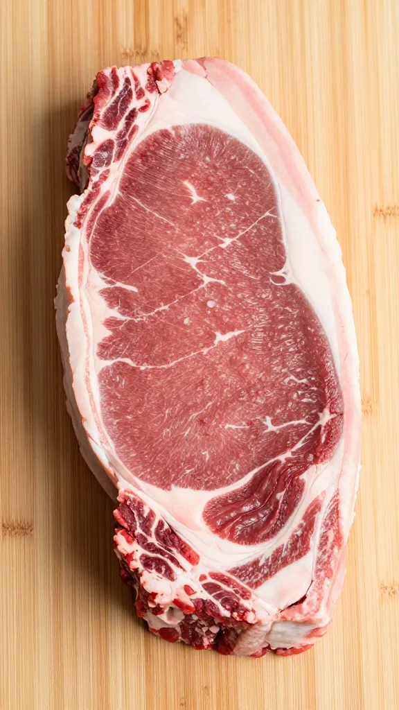 raw chuck roast cubes on cutting board, labeled for slow cooker