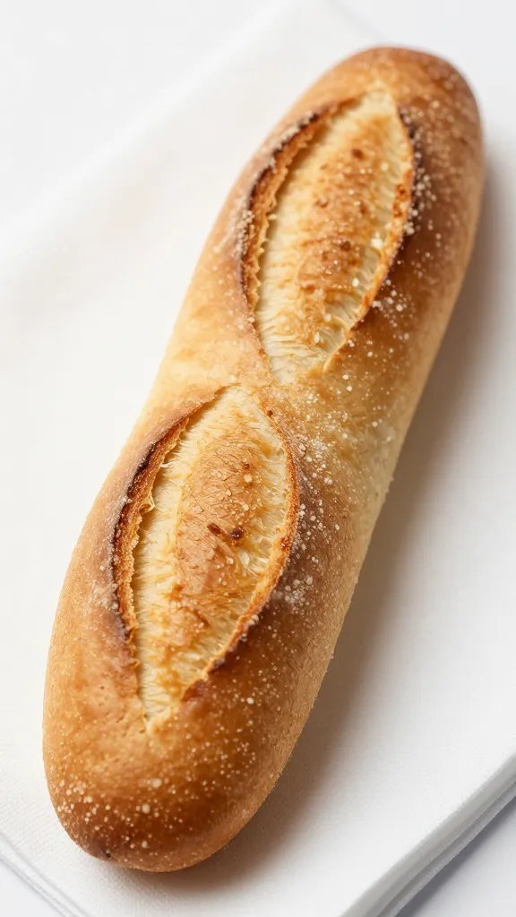 closeup single butter-brushed breadstick on white napkin