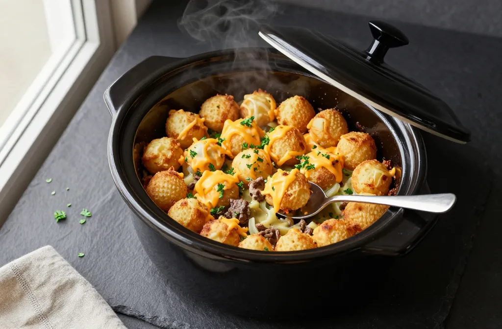 Slow Cooker Tater Tot Casserole That Basically Cooks Itself