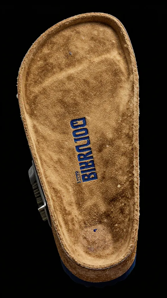 closeup of a single Birkenstock footbed being brushed