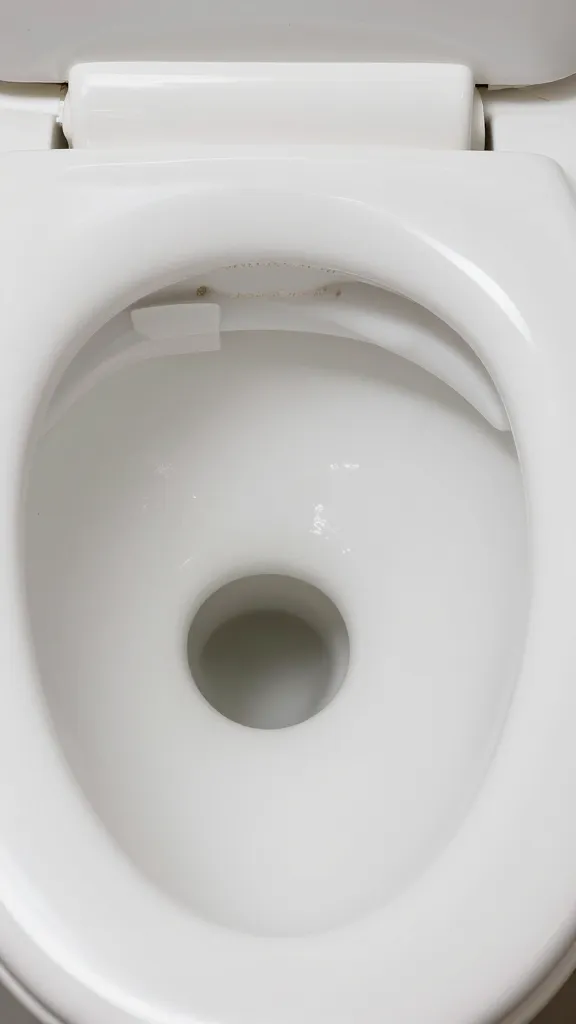 closeup of toilet bowl mineral ring under rim, studio lighting