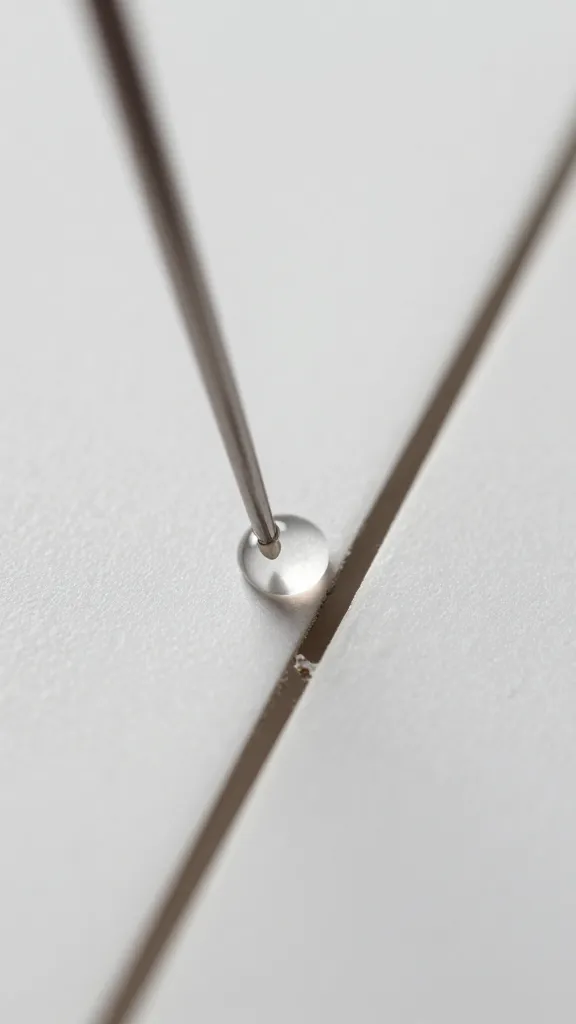 Closeup of a single grout line water drop absorption test