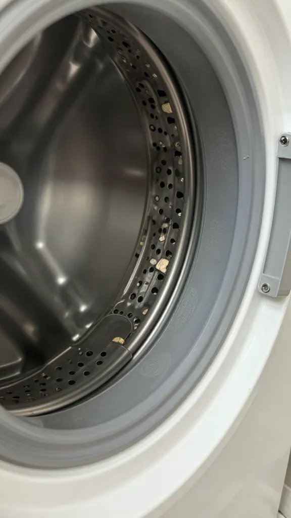 closeup of moldy washing machine door gasket, macro detail