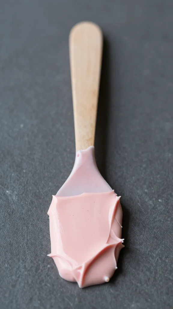 single offset spatula coated in strawberry cream cheese frosting