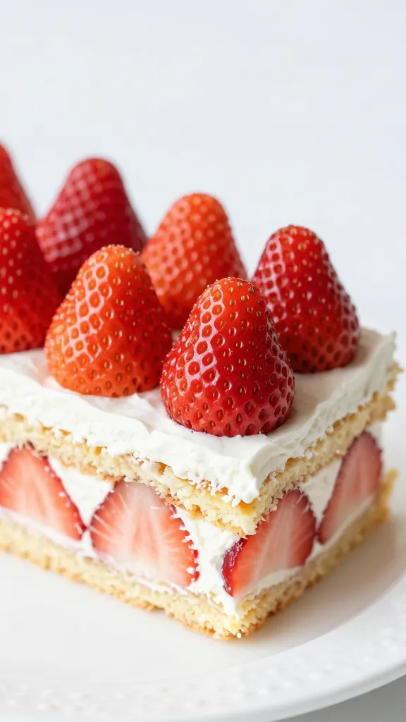 closeup of orange blossom strawberry shortcake on white plate