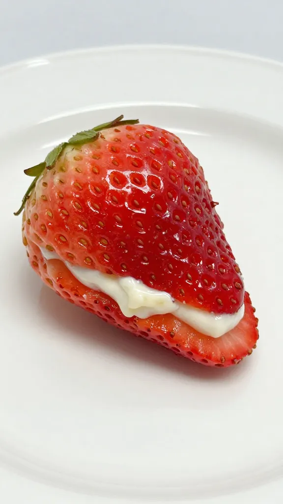 Closeup slice of strawberry pretzel salad on white plate
