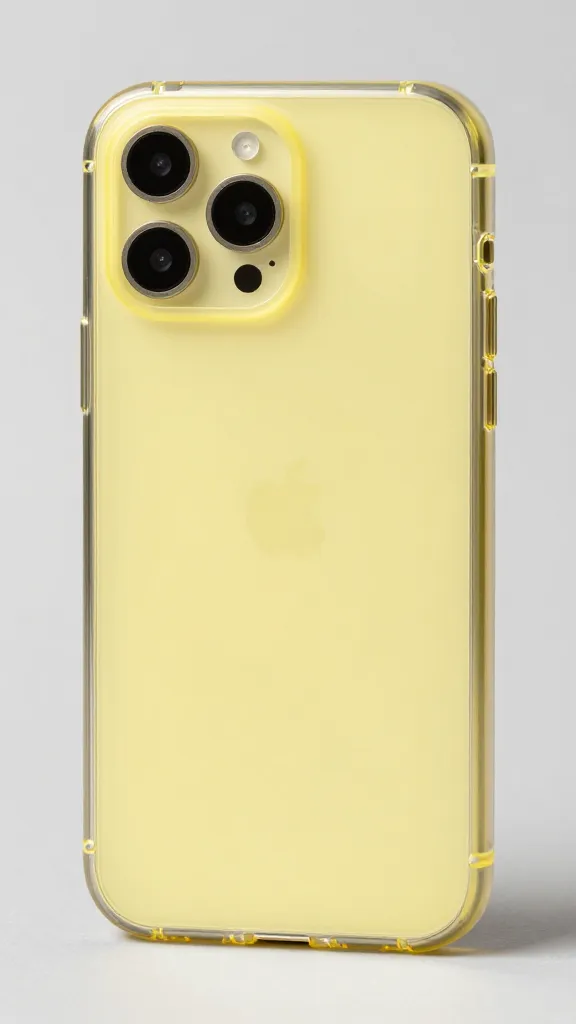 closeup of yellowed clear TPU phone case under soft studio light