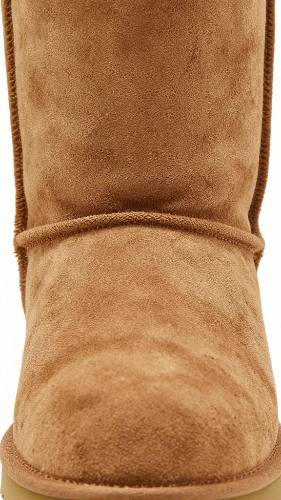 closeup of salt-stained tan UGG boot suede texture
