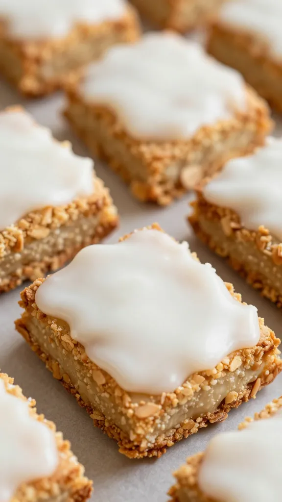 closeup keto pop tart bar with almond flour crust and glaze