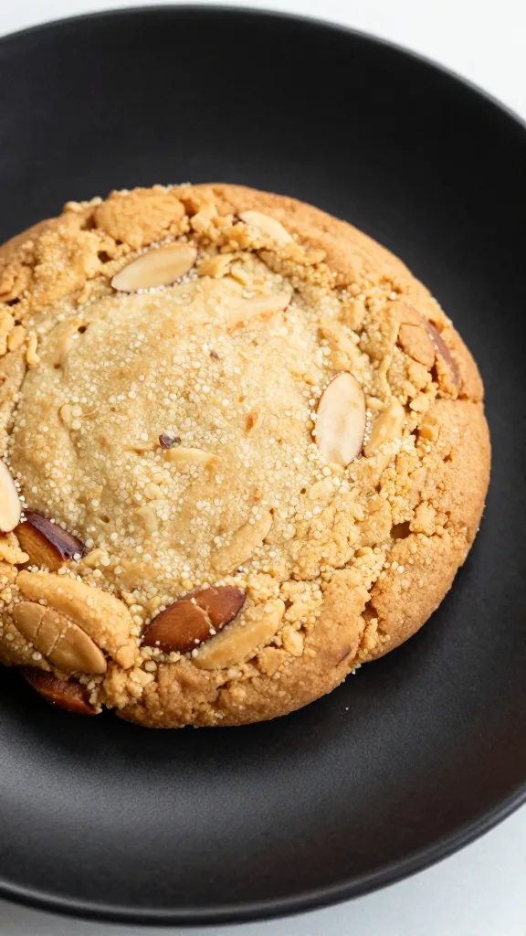 closeup keto almond flour biscuit on matte black plate