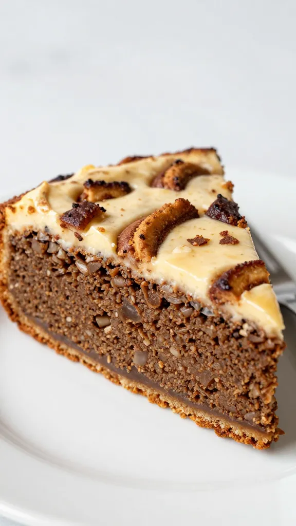 closeup slice of keto cinnamon streusel coffee cake on plate