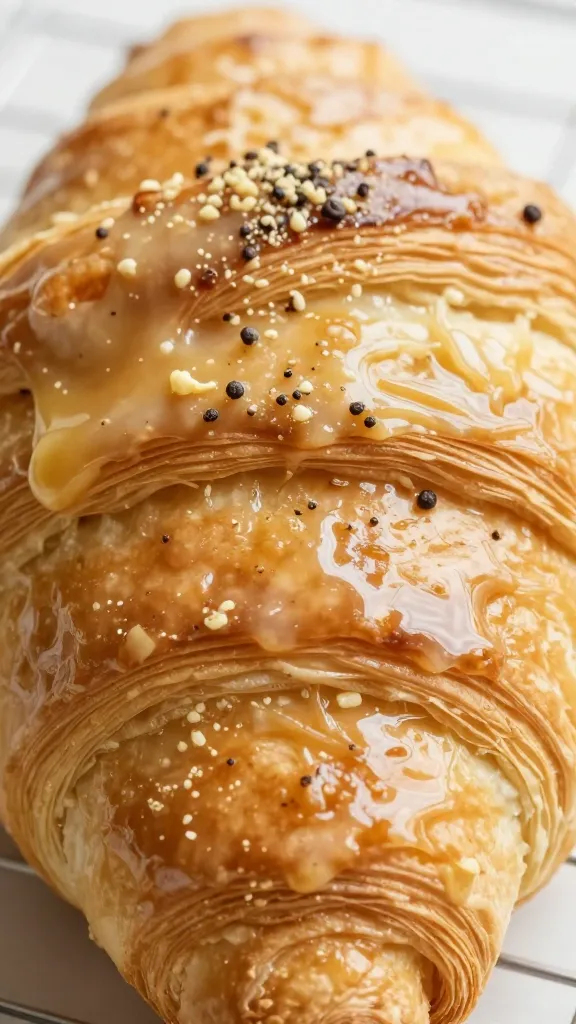 closeup keto pull-apart bread loaf, buttery garlic glaze